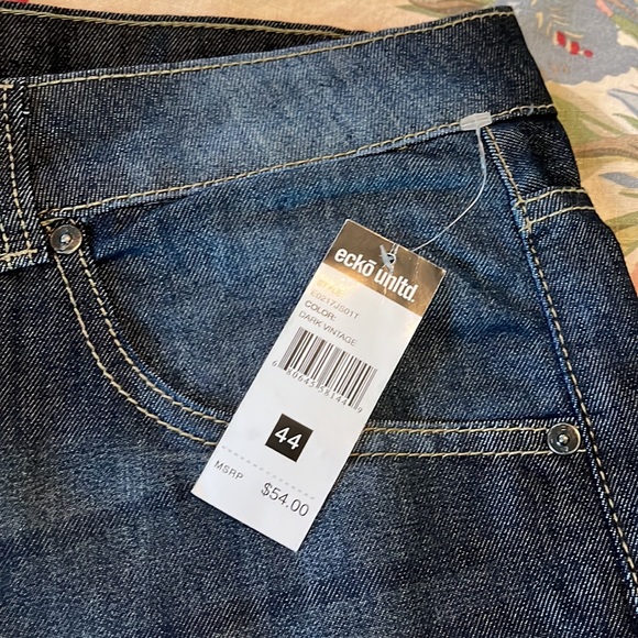 ECKO UNLTD  Size 44 Men's Bermuda Denim Shorts Med/Dark Blue Cozy Fit $54 NEW - Picture 5 of 13